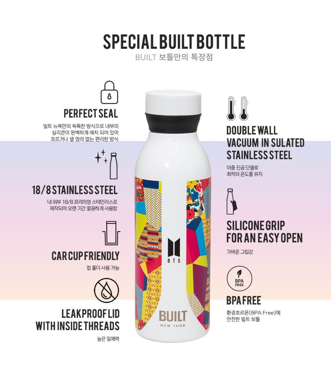 BTS x Built NY Official BOTTLE (18oz) - Kpop Omo