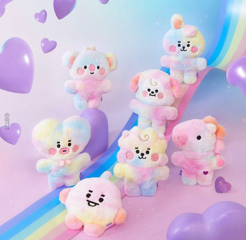 BTS x BT21 Baby Rainbow Flat Fur Standing Doll (Official)