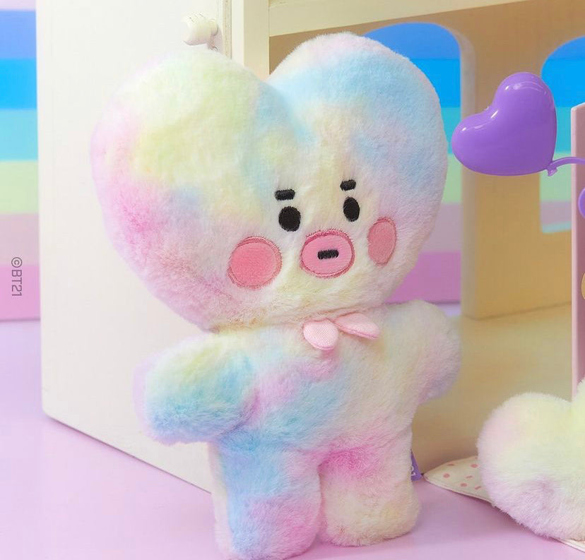 BTS x BT21 Baby Rainbow Flat Fur Standing Doll (Official)