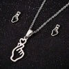 Korean Finger Heart Necklace and Earring Jewelry set - Kpop Omo