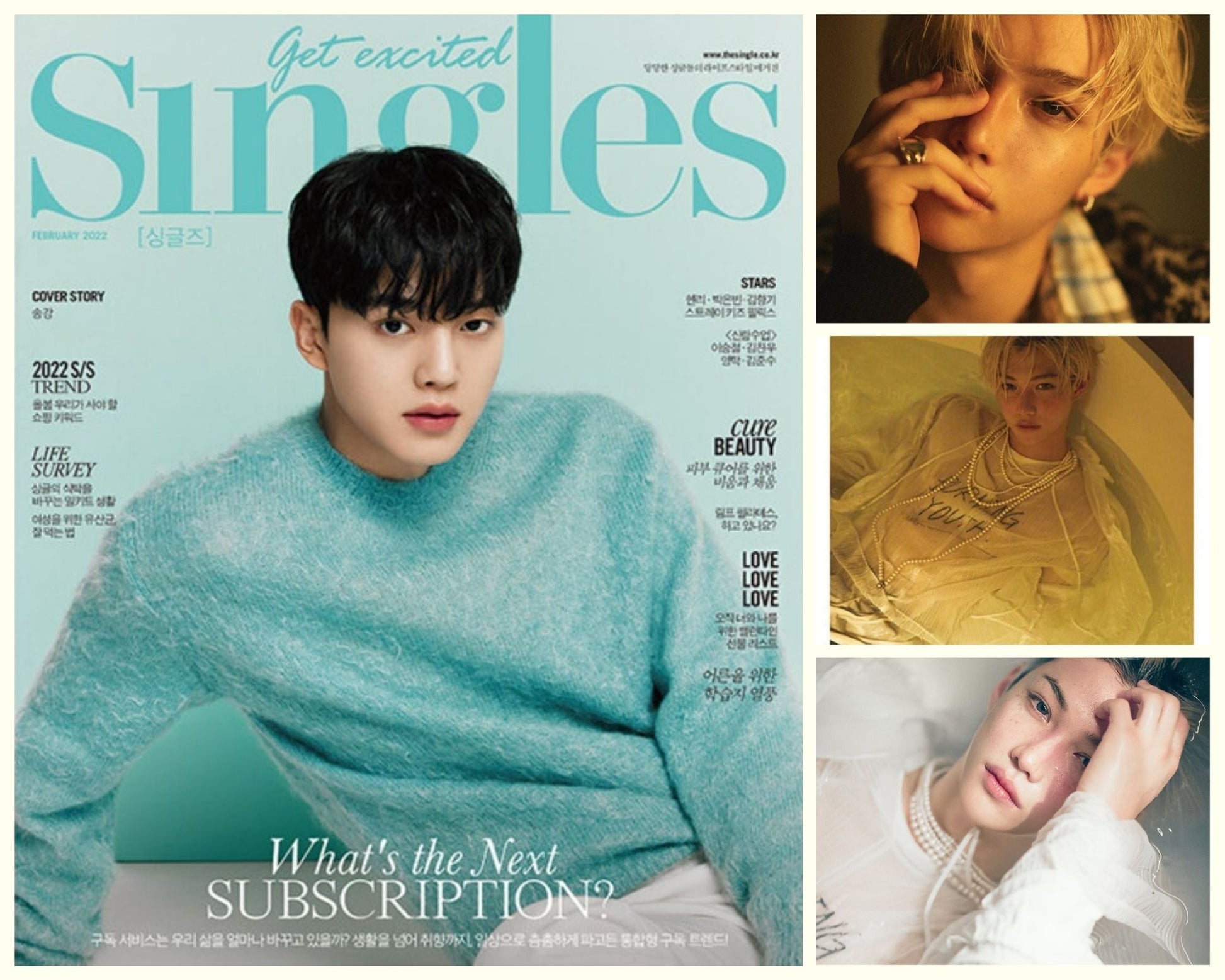 Singles Magazine Korea - Feb 2022 Issue (Cover: Song Kang Contents: Stray Kids Felix) - Kpop Omo