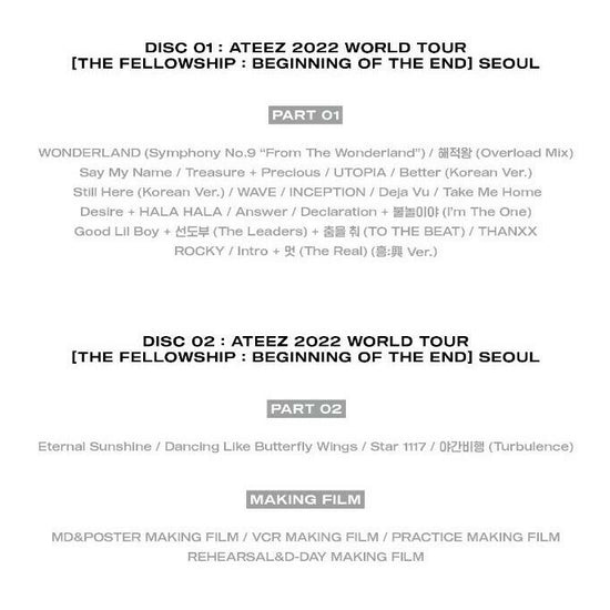 ATEEZ 2022 WORLD TOUR THE FELLOWSHIP: BEGINNING OF THE END (SEOUL) Blu-Ray - Kpop Omo