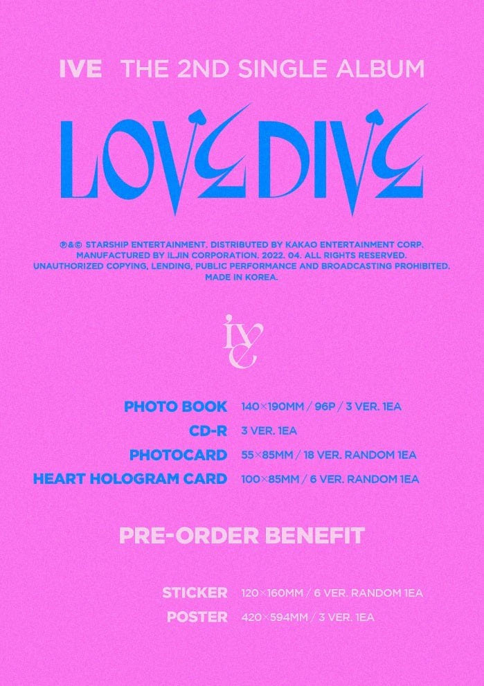 IVE - 2ND SINGLE ALBUM LOVE DIVE - Kpop Omo