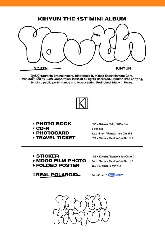 Monsta X KIHYUN 1st Mini Album - YOUTH - Kpop Omo