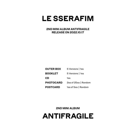 LE SSERAFIM 2nd Mini Album - ANTIFRAGILE (Compact Ver) - Kpop Omo