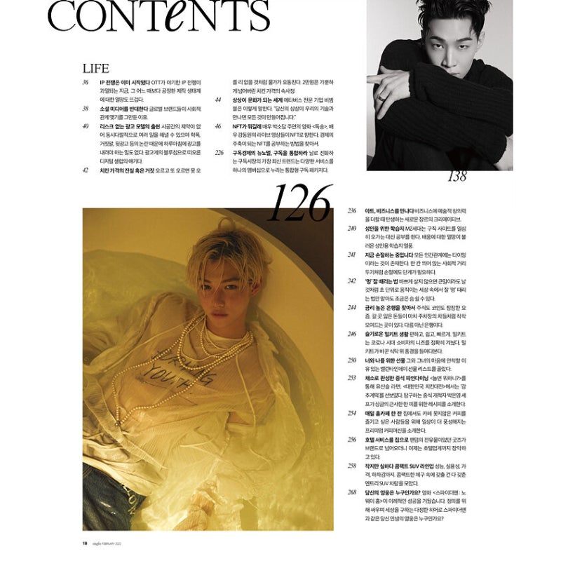 Singles Magazine Korea - Feb 2022 Issue (Cover: Song Kang Contents: Stray Kids Felix) - Kpop Omo