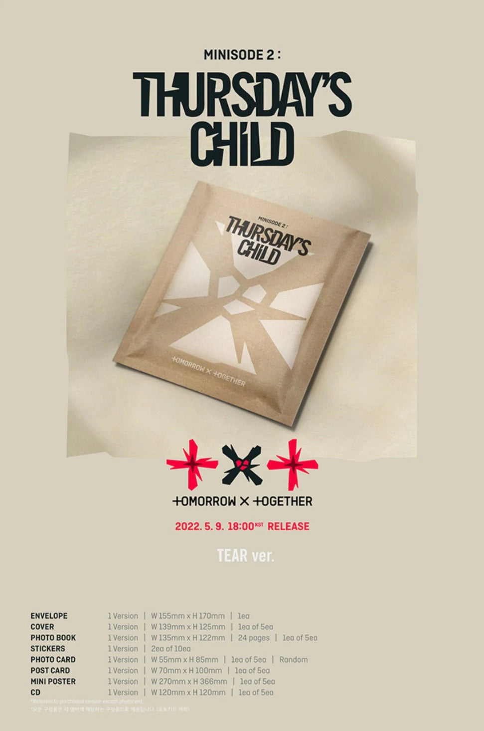 TXT - 4TH MINI ALBUM MINISODE 2 THURSDAY'S CHILD (TEAR VER.) - Kpop Omo